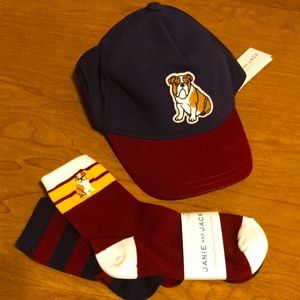 New Janie and Jack Ball cap +2 pairs socks. Size 4-5, 6-8. Red, Blue